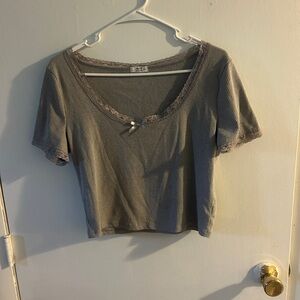 Ardene Gray Embellished Crop T-Shirt